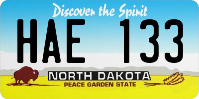 ND license plate HAE133