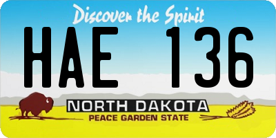 ND license plate HAE136