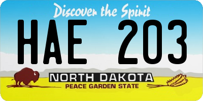 ND license plate HAE203