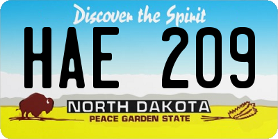 ND license plate HAE209