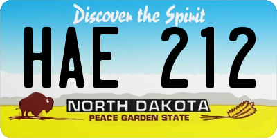 ND license plate HAE212