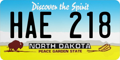 ND license plate HAE218