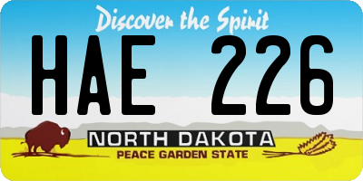 ND license plate HAE226