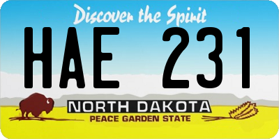 ND license plate HAE231