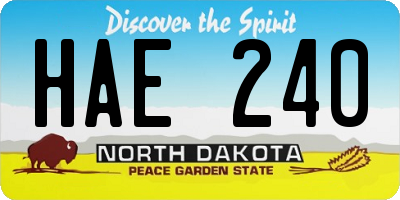 ND license plate HAE240