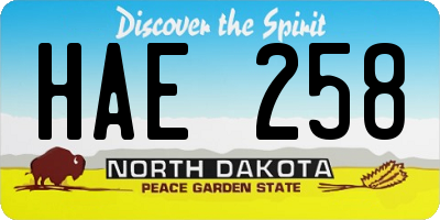 ND license plate HAE258