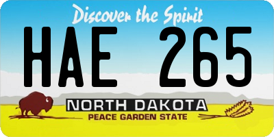 ND license plate HAE265