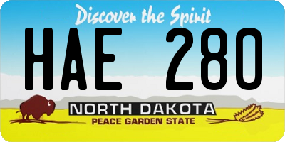 ND license plate HAE280