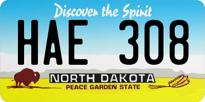 ND license plate HAE308