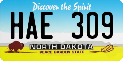 ND license plate HAE309