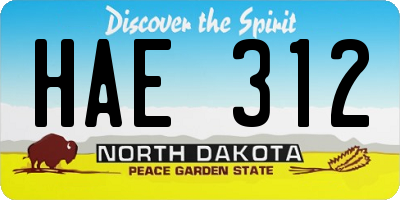 ND license plate HAE312