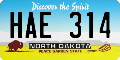 ND license plate HAE314