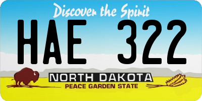 ND license plate HAE322