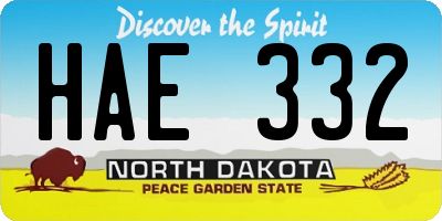 ND license plate HAE332