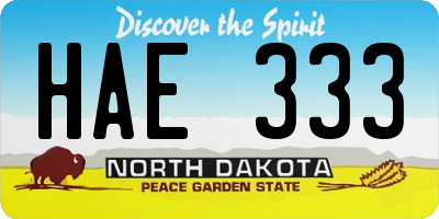 ND license plate HAE333