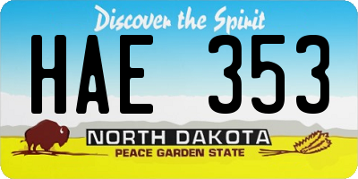 ND license plate HAE353