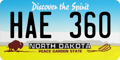 ND license plate HAE360