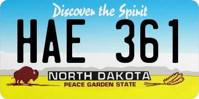 ND license plate HAE361