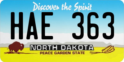 ND license plate HAE363