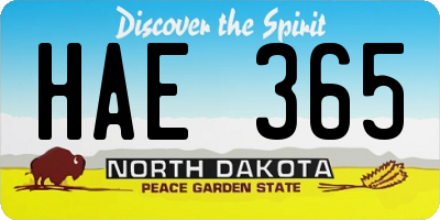 ND license plate HAE365