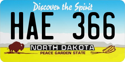 ND license plate HAE366