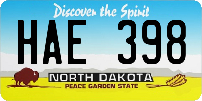 ND license plate HAE398