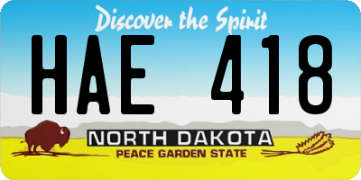 ND license plate HAE418