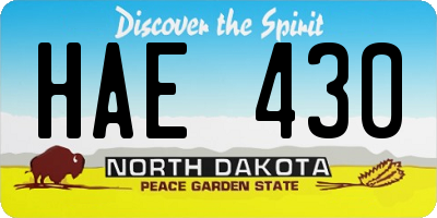 ND license plate HAE430