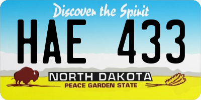 ND license plate HAE433