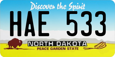 ND license plate HAE533