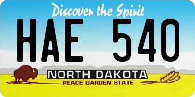 ND license plate HAE540