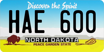 ND license plate HAE600