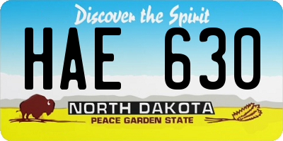 ND license plate HAE630