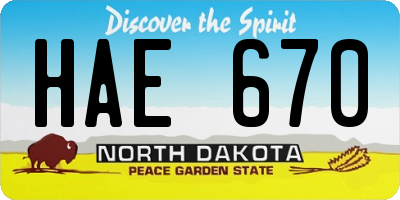 ND license plate HAE670