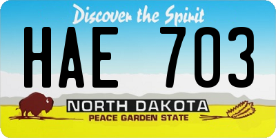 ND license plate HAE703