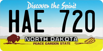 ND license plate HAE720