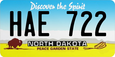 ND license plate HAE722