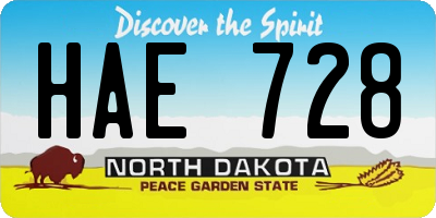 ND license plate HAE728