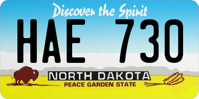 ND license plate HAE730