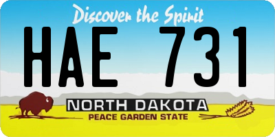 ND license plate HAE731