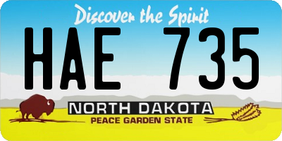 ND license plate HAE735