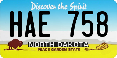 ND license plate HAE758