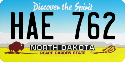ND license plate HAE762