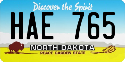 ND license plate HAE765