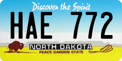 ND license plate HAE772