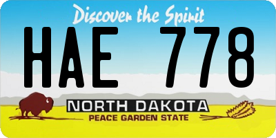 ND license plate HAE778