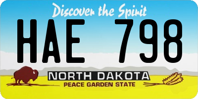 ND license plate HAE798