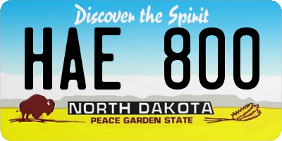 ND license plate HAE800