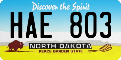 ND license plate HAE803