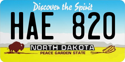 ND license plate HAE820